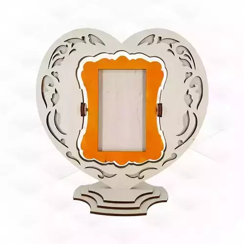 Rotating picture frame heart svg dxf design laser cut