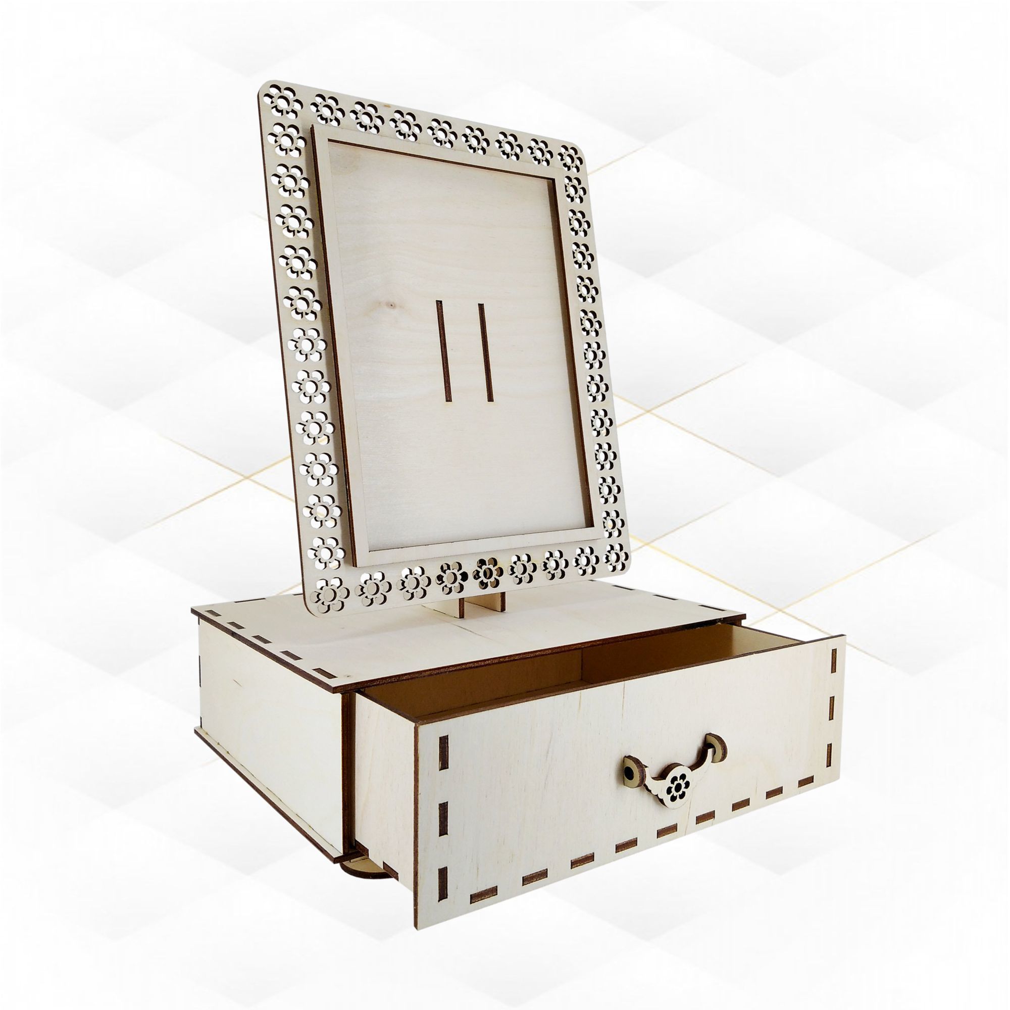 Photo frame with storage box design laser cutting 3D print model_9