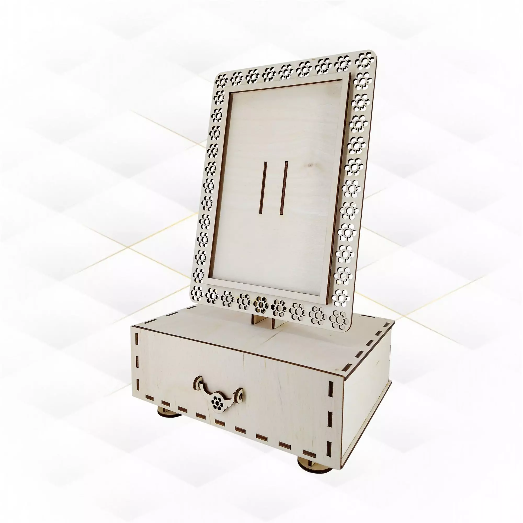 Photo frame with storage box design laser cutting 3D print model_0