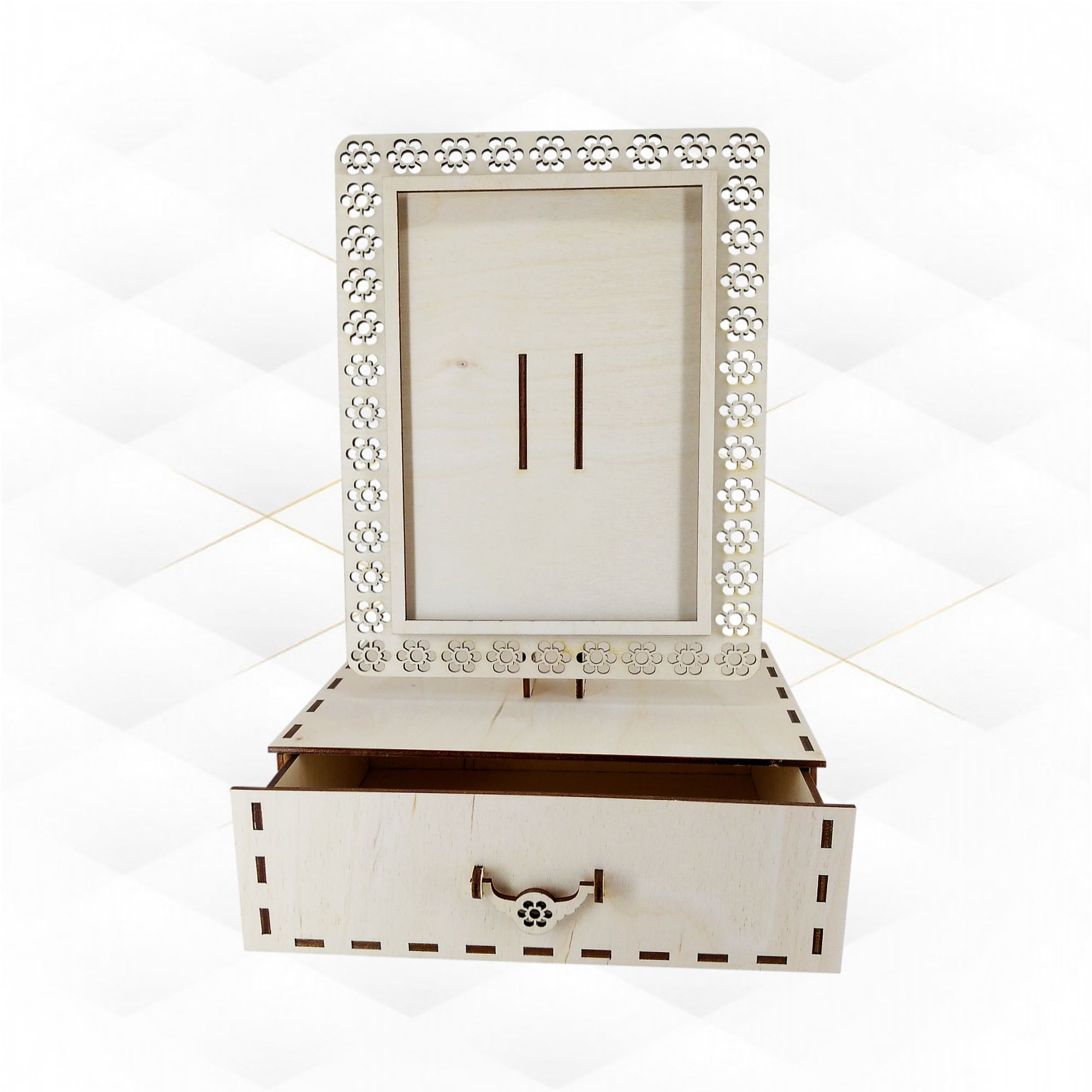 Photo frame with storage box design laser cutting 3D print model_2