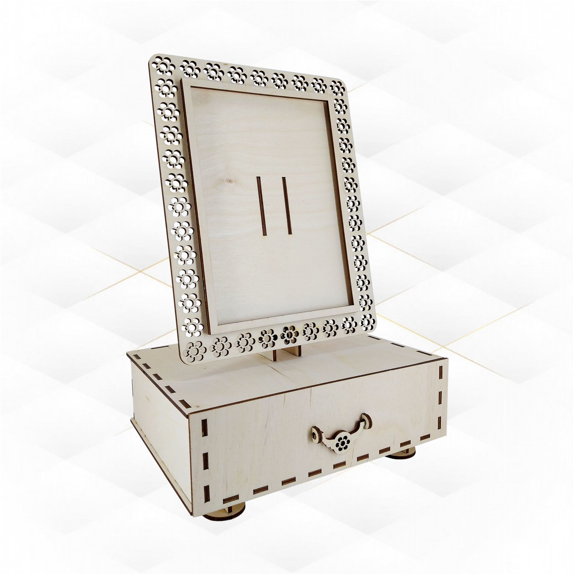 Photo frame with storage box design laser cutting 3D print model_4