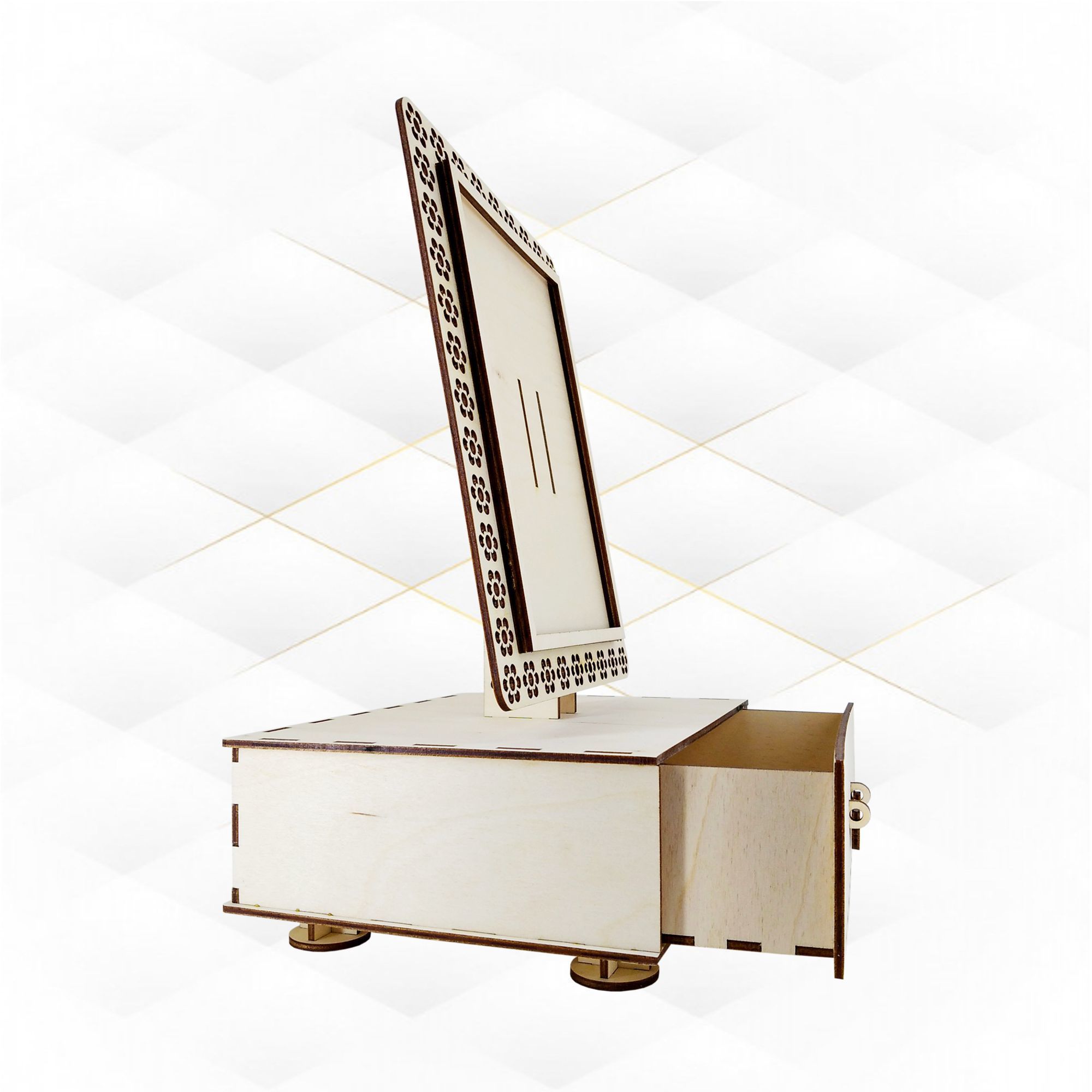 Photo frame with storage box design laser cutting 3D print model_8