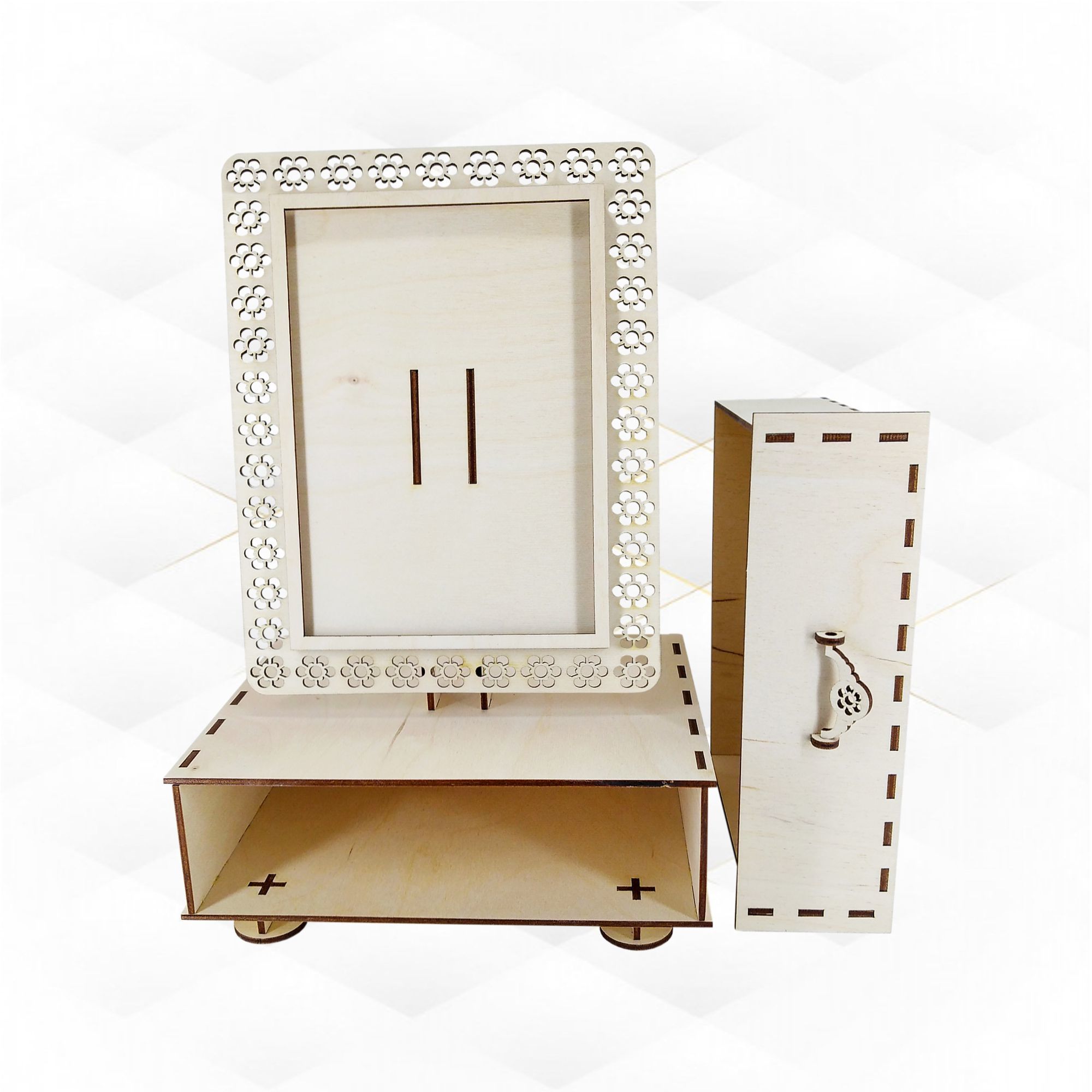 Photo frame with storage box design laser cutting 3D print model_3