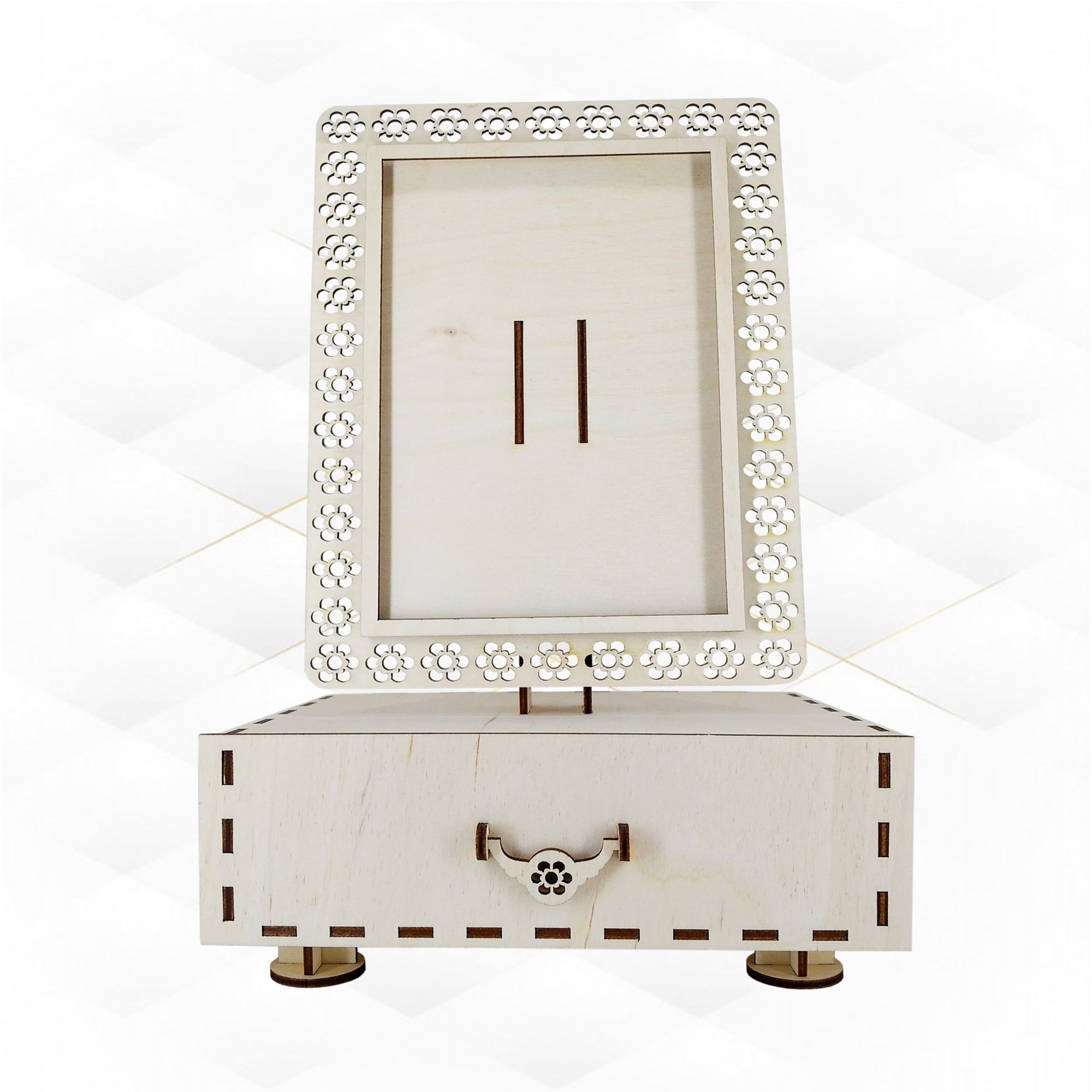 Photo frame with storage box design laser cutting 3D print model_1