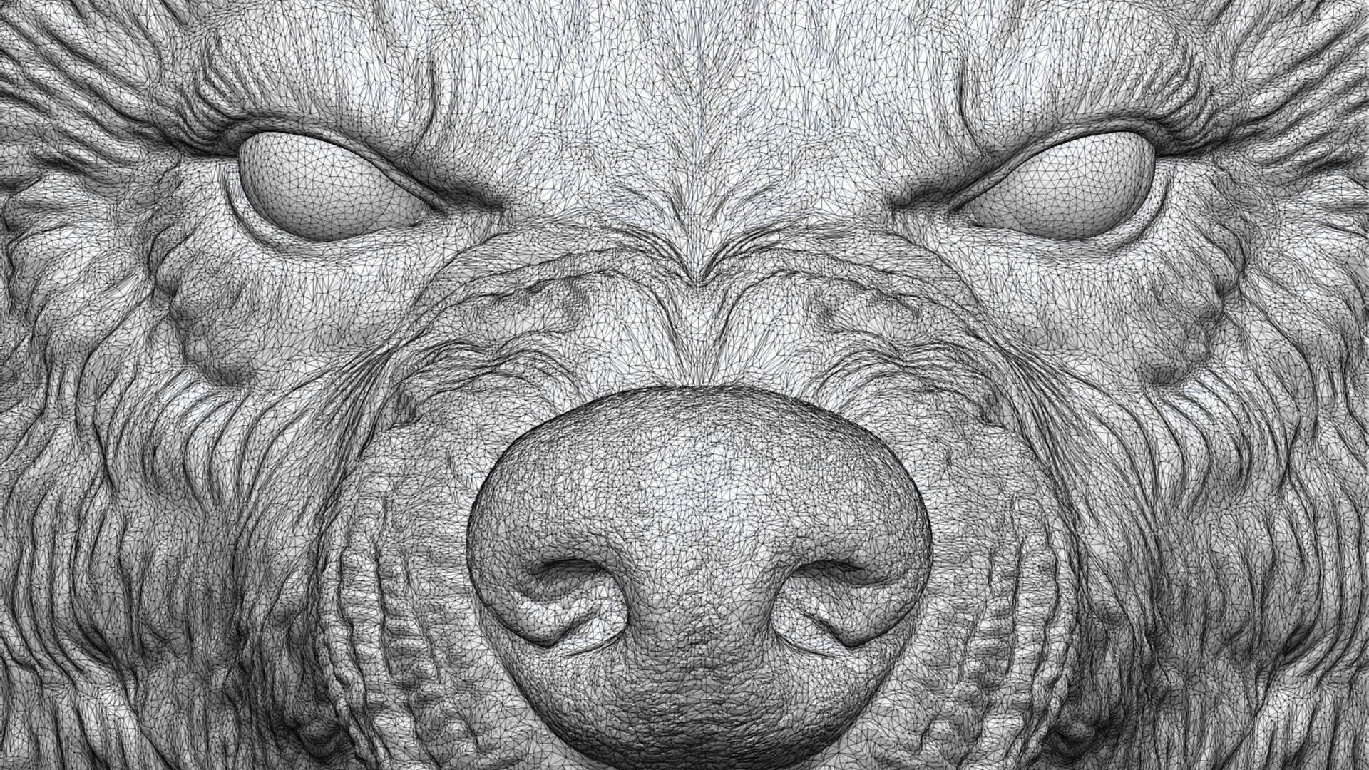 Wolf face head 3D print model_22