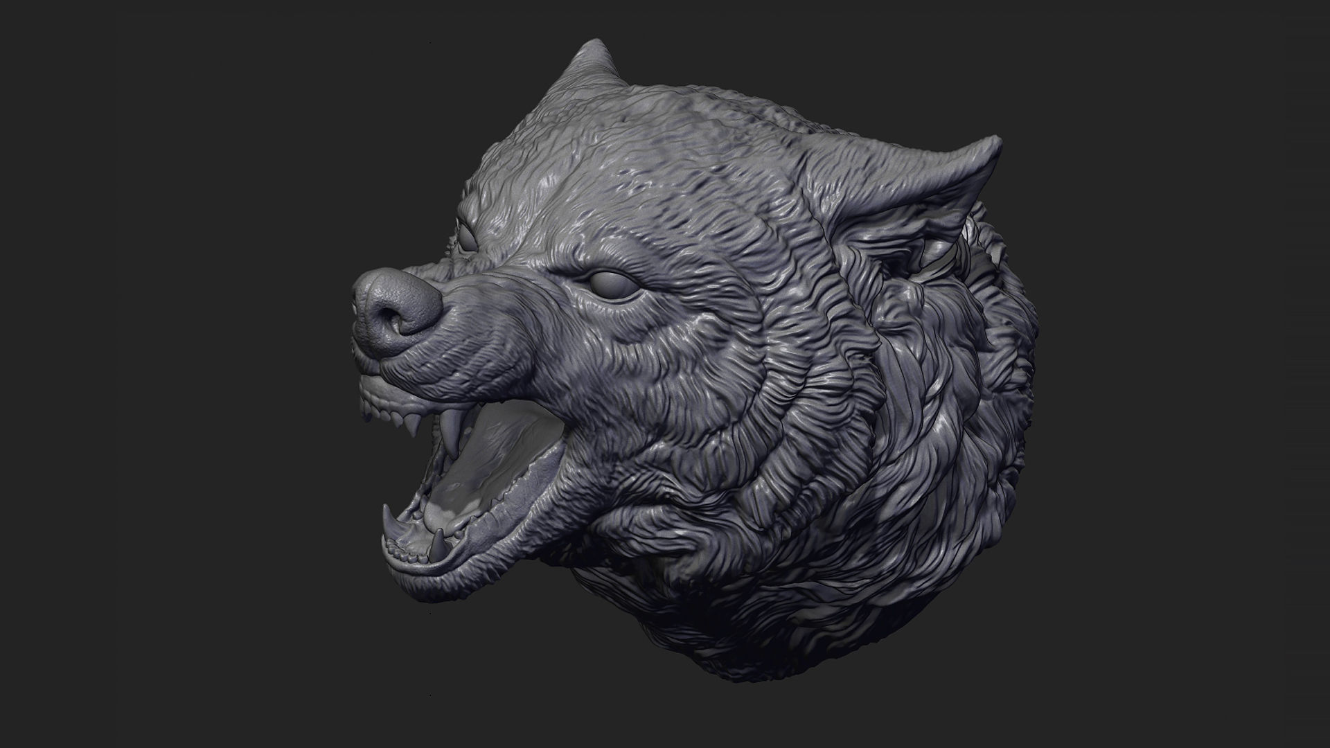 Wolf face head 3D print model_14