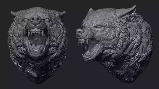 Wolf face head 3D print model