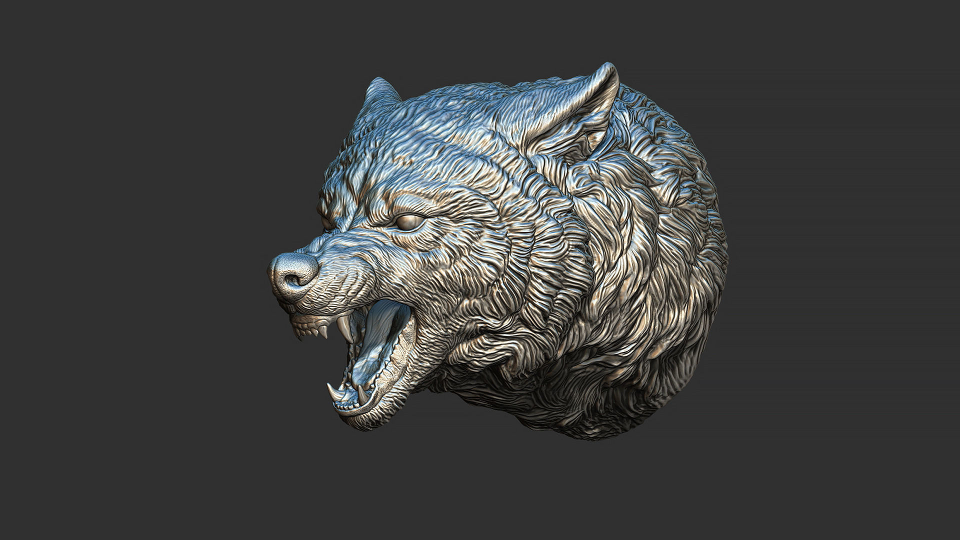 Wolf face head 3D print model_19