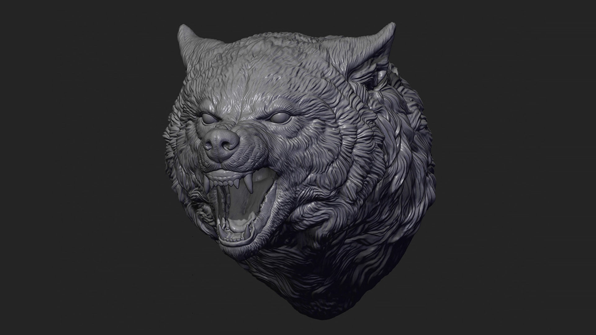Wolf face head 3D print model_6