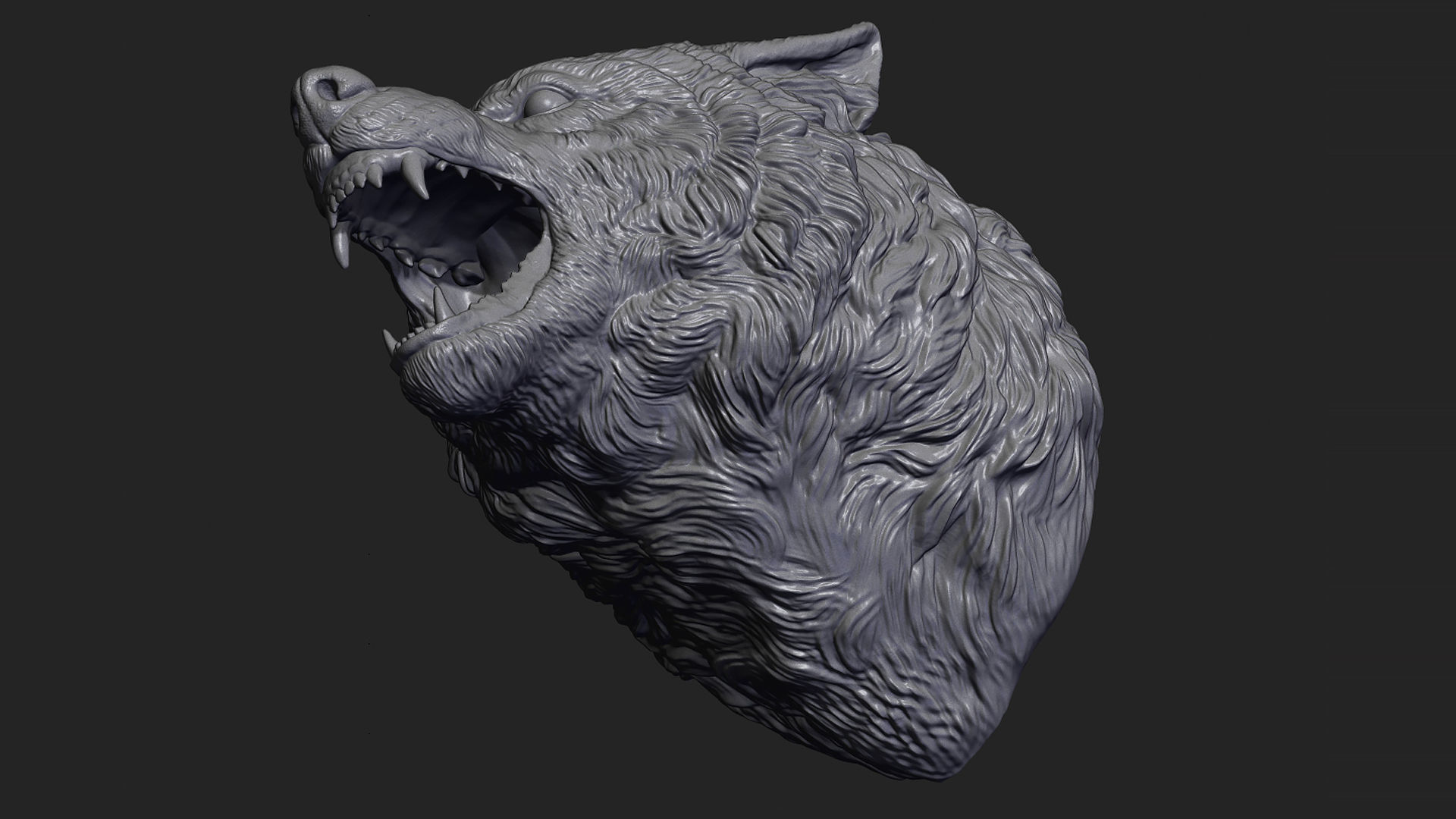 Wolf face head 3D print model_4