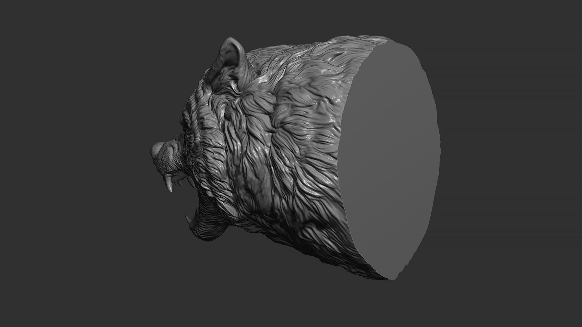 Wolf face head 3D print model_16