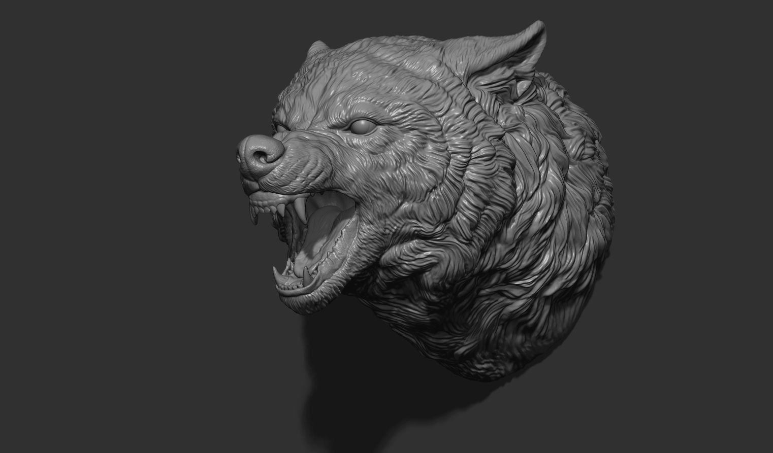 Wolf face head 3D print model_10