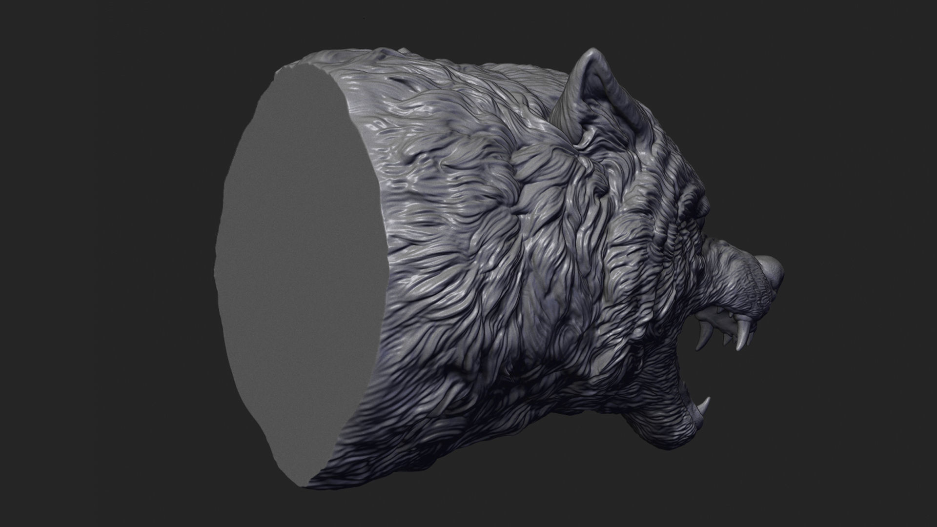 Wolf face head 3D print model_11