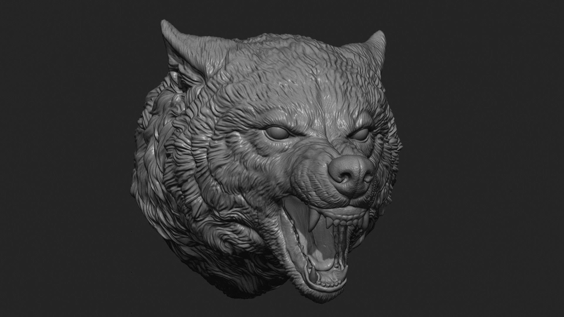 Wolf face head 3D print model_2