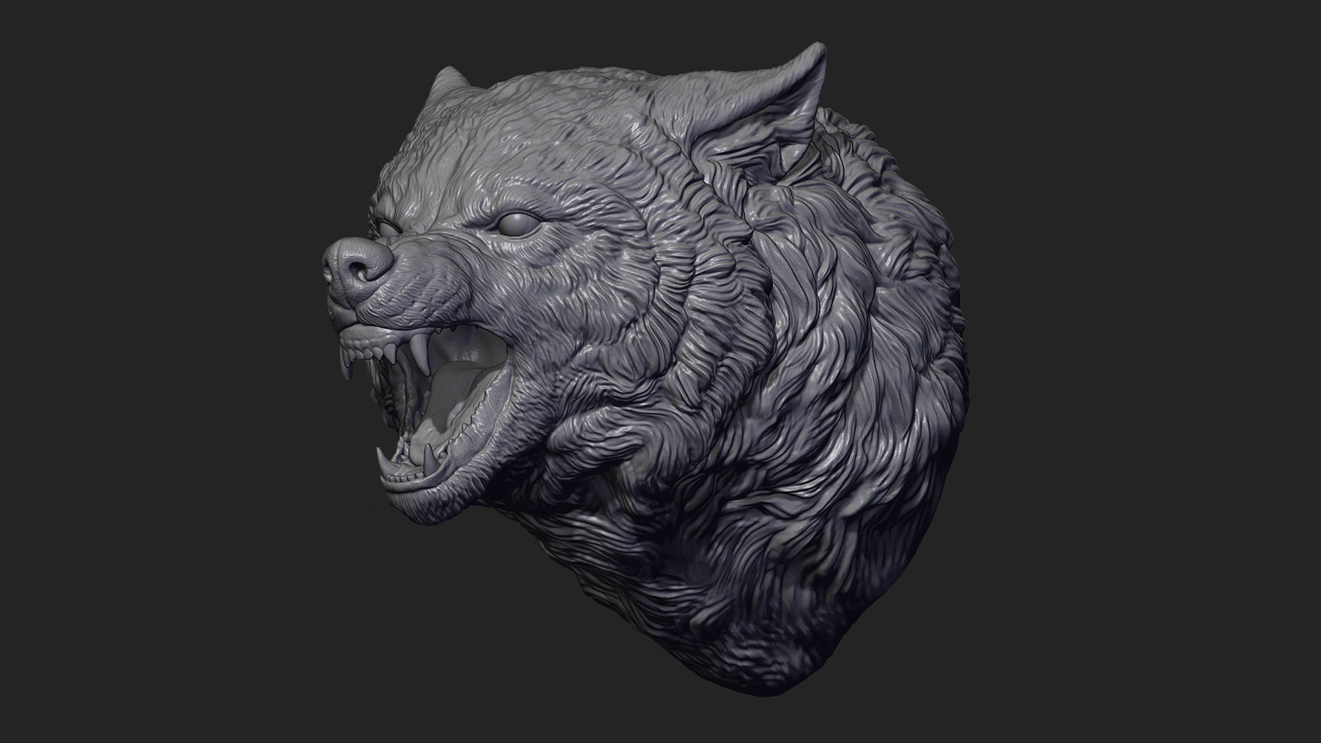 Wolf face head 3D print model_5