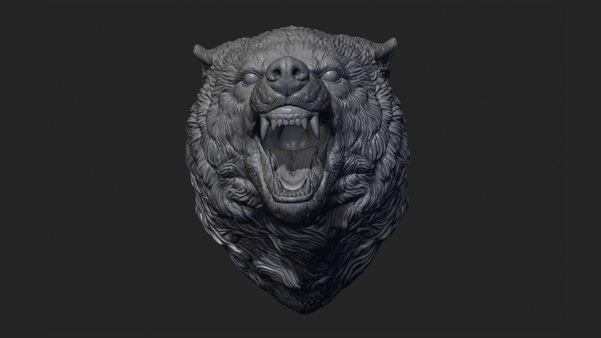 Wolf face head 3D print model_8