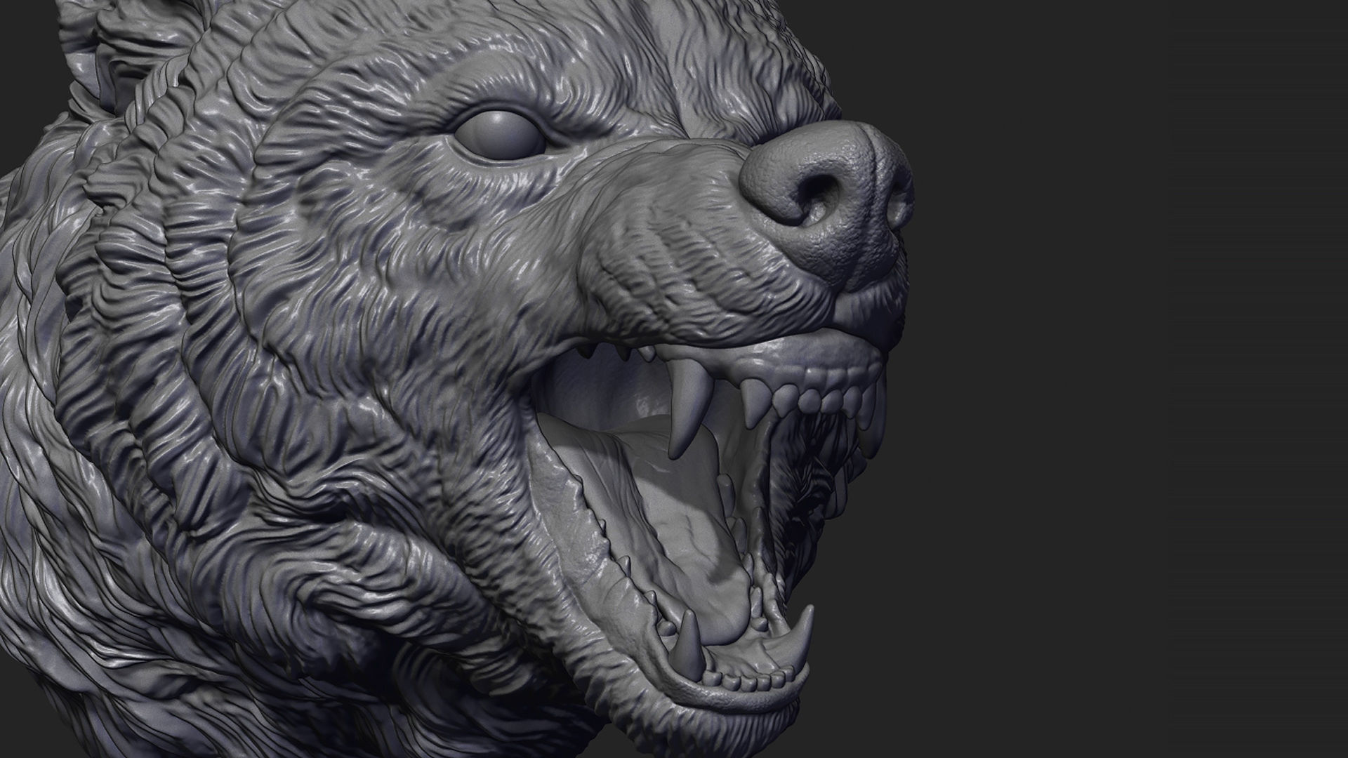 Wolf face head 3D print model_15
