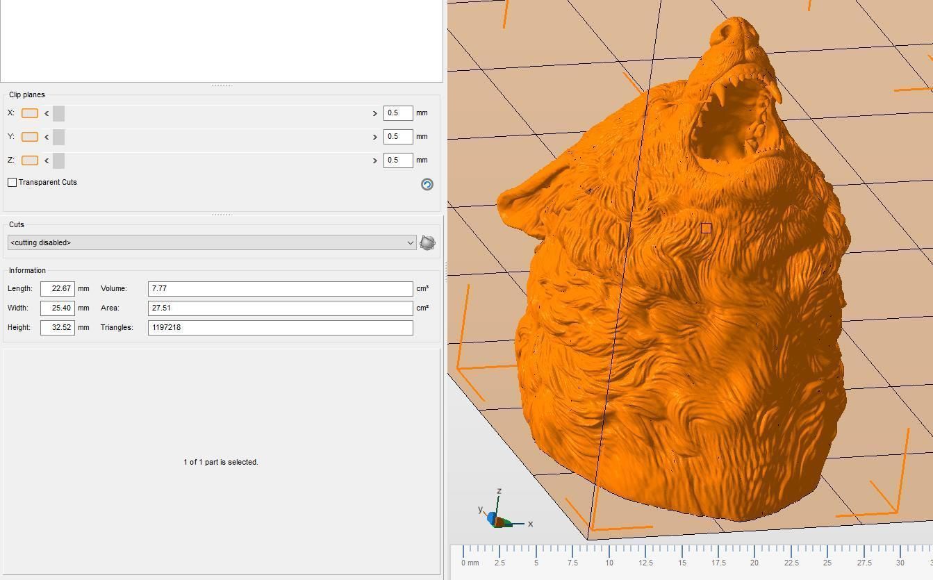 Wolf face head 3D print model_24