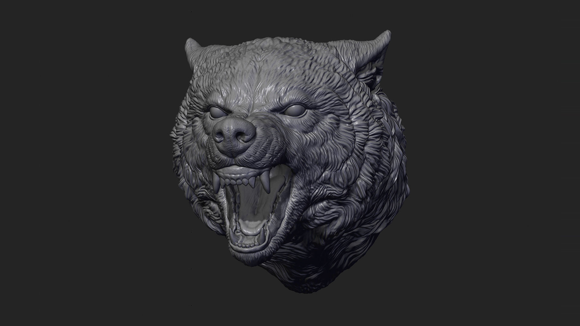 Wolf face head 3D print model_7