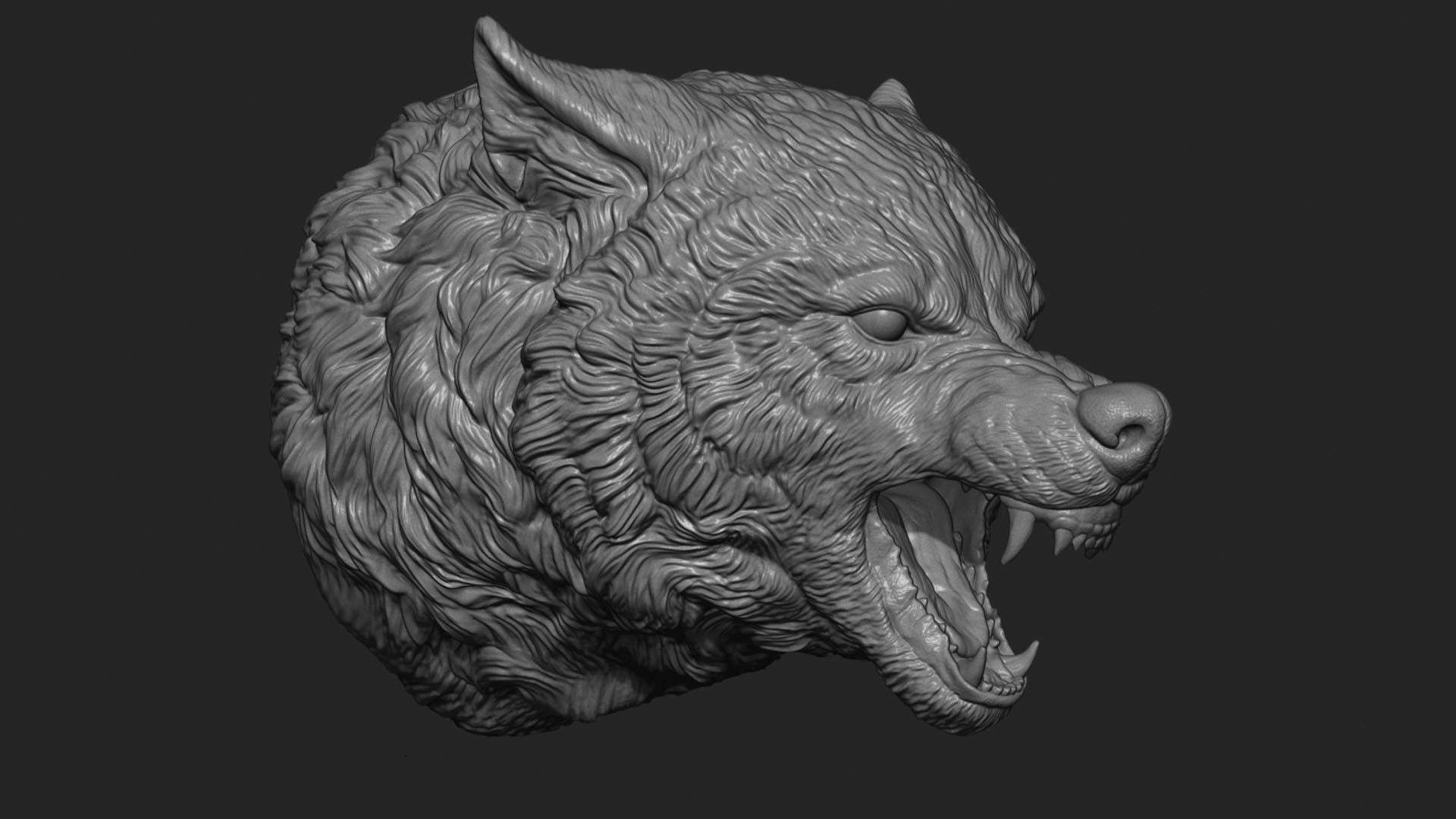 Wolf face head 3D print model_1