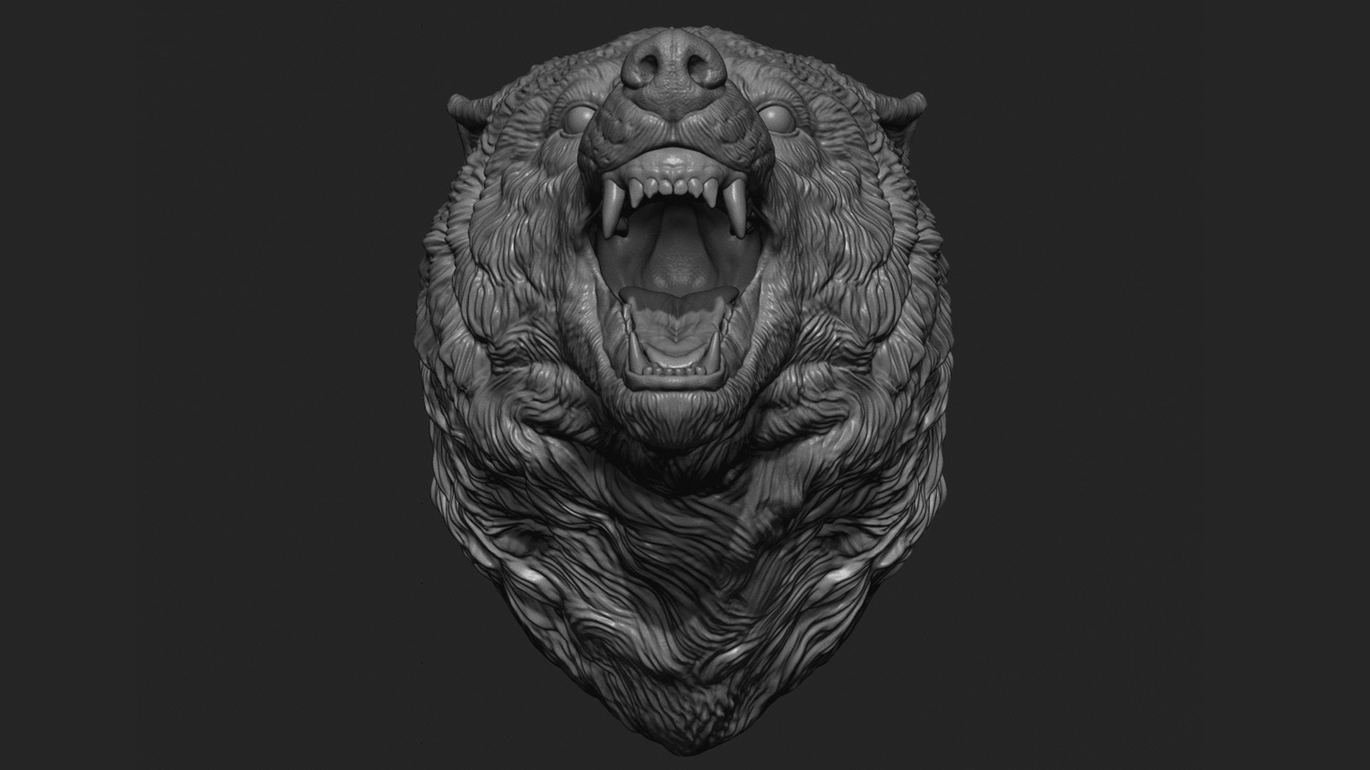Wolf face head 3D print model_3