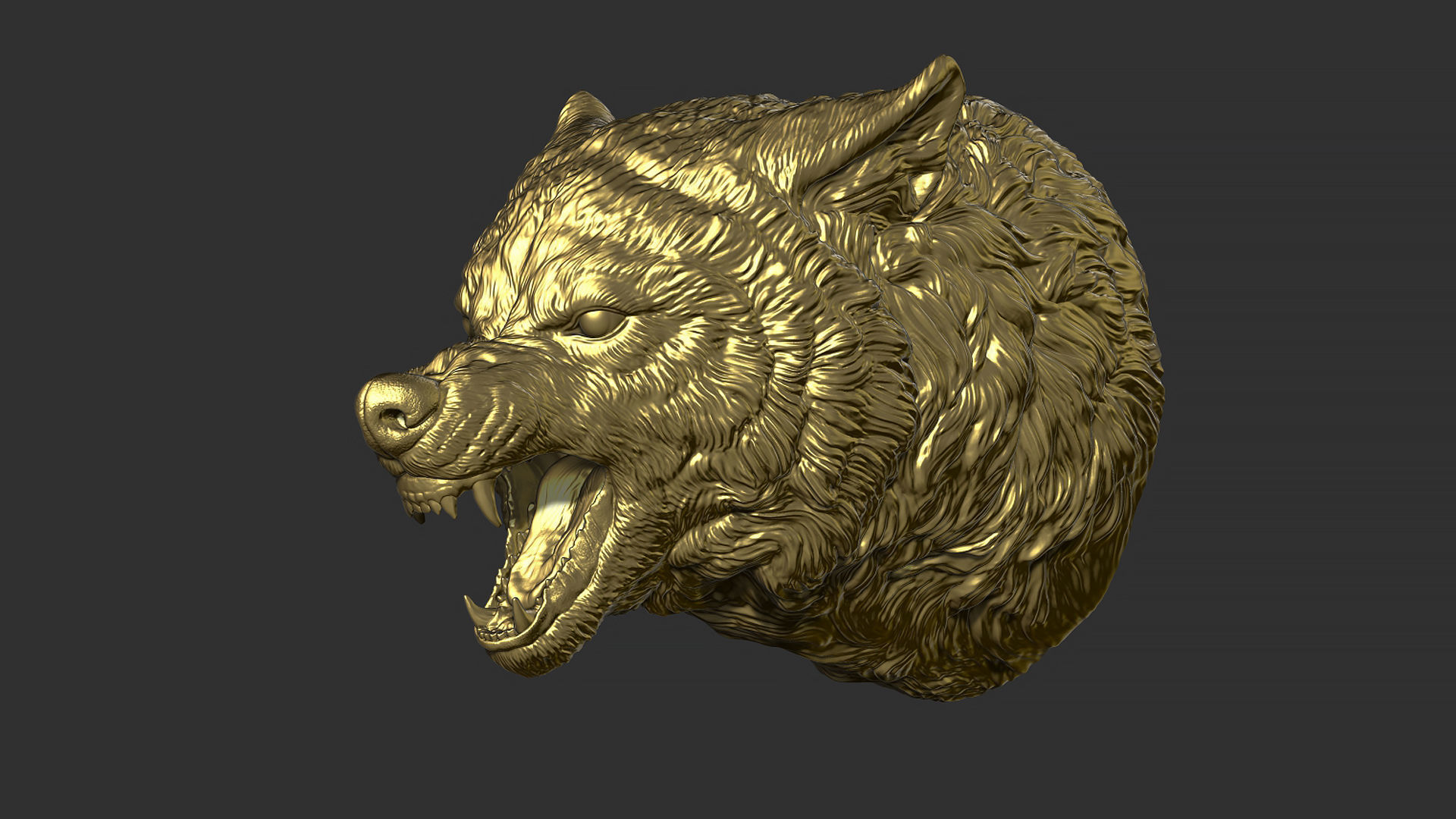 Wolf face head 3D print model_21