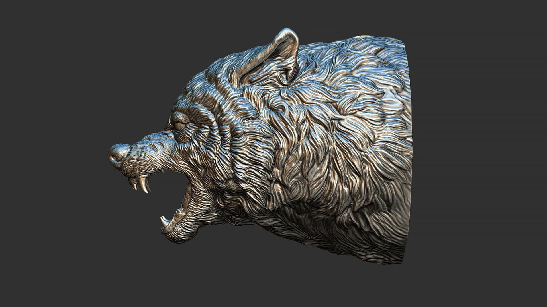Wolf face head 3D print model_20