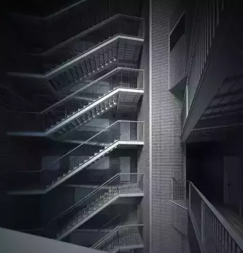 Staircase Of A Multi Storey Building 3D model