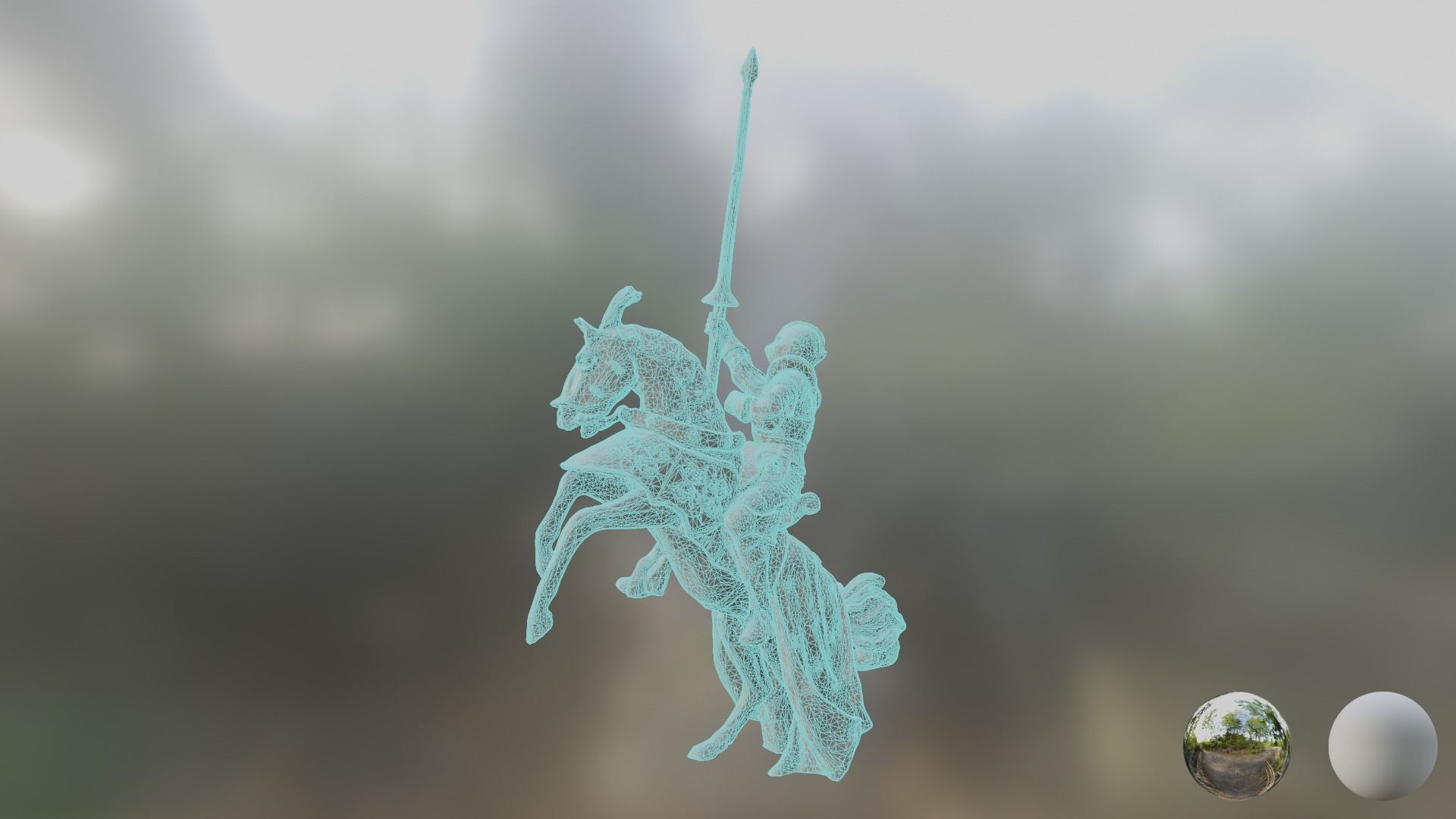 Knight horse statue 3D model_3