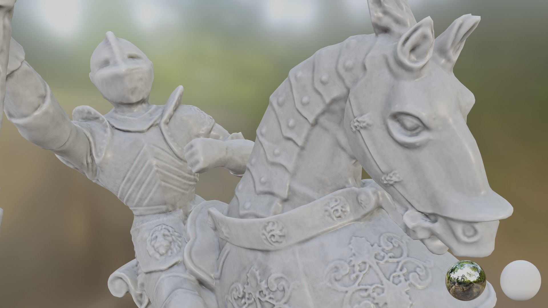 Knight horse statue 3D model_10