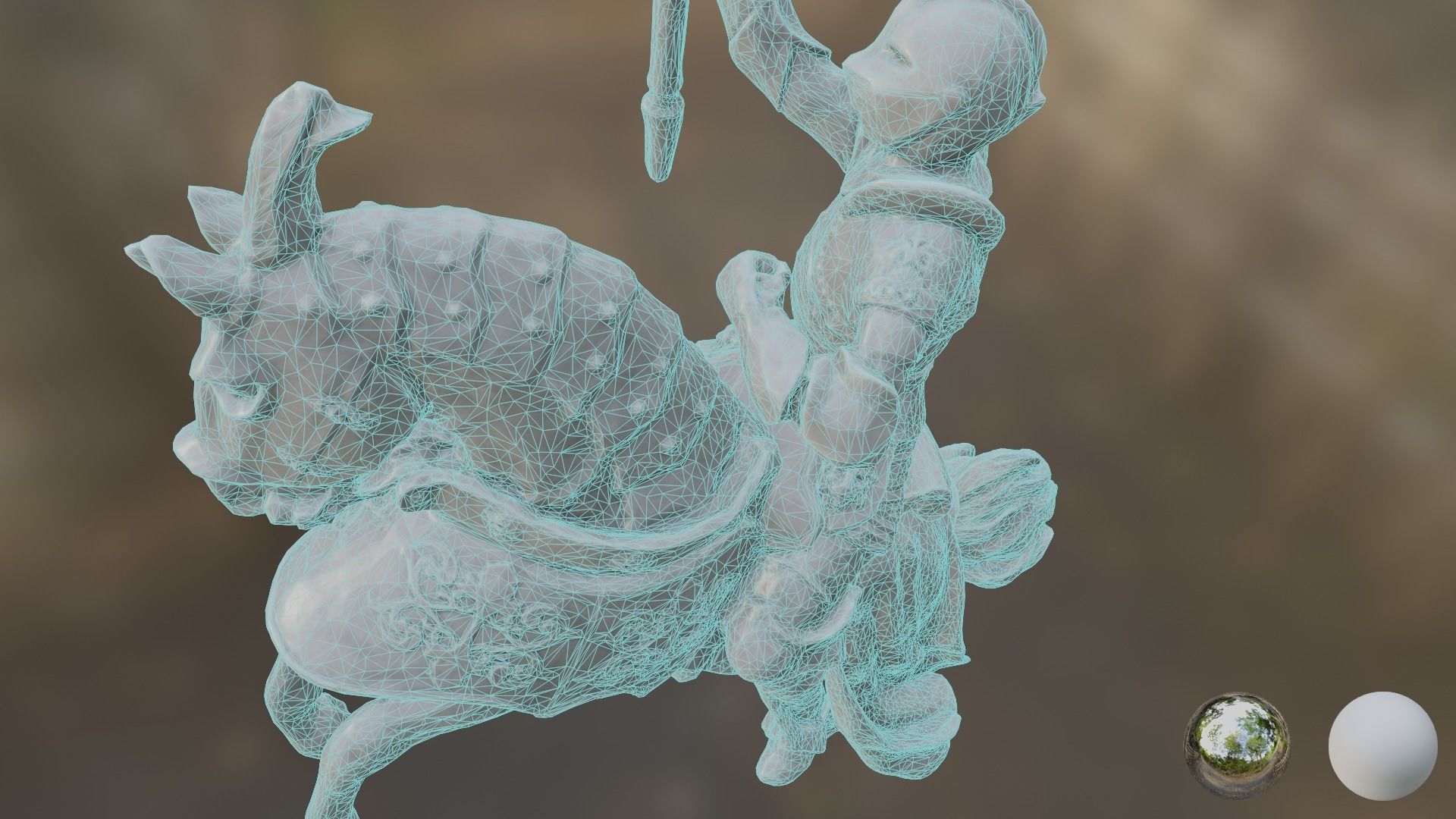 Knight horse statue 3D model_6