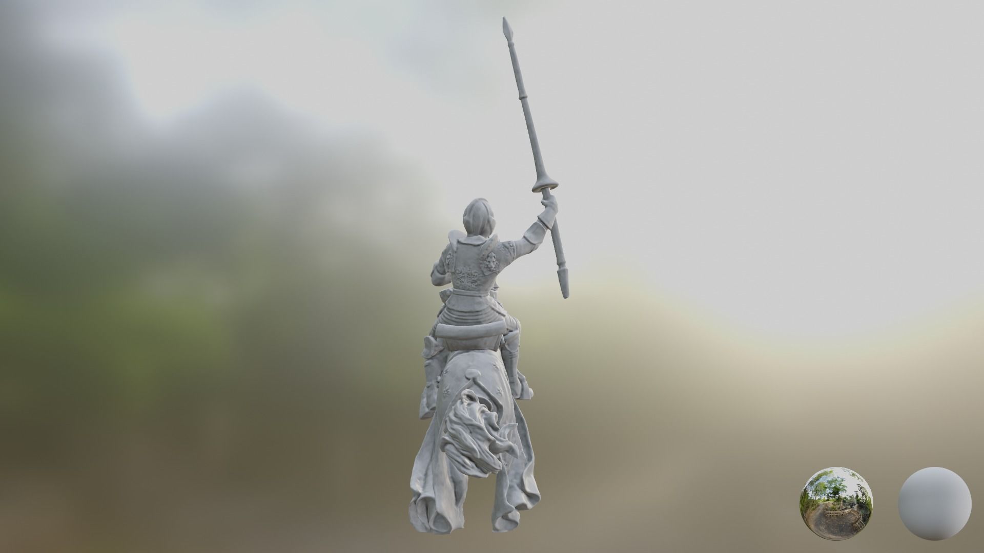 Knight horse statue 3D model_9