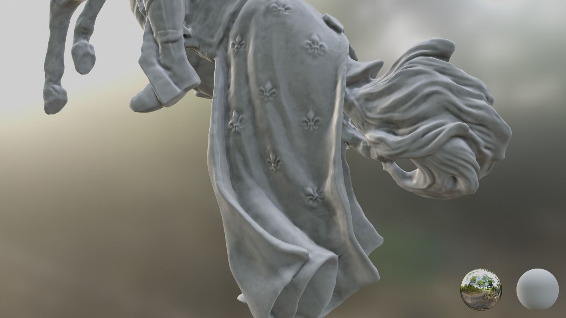 Knight horse statue 3D model_1