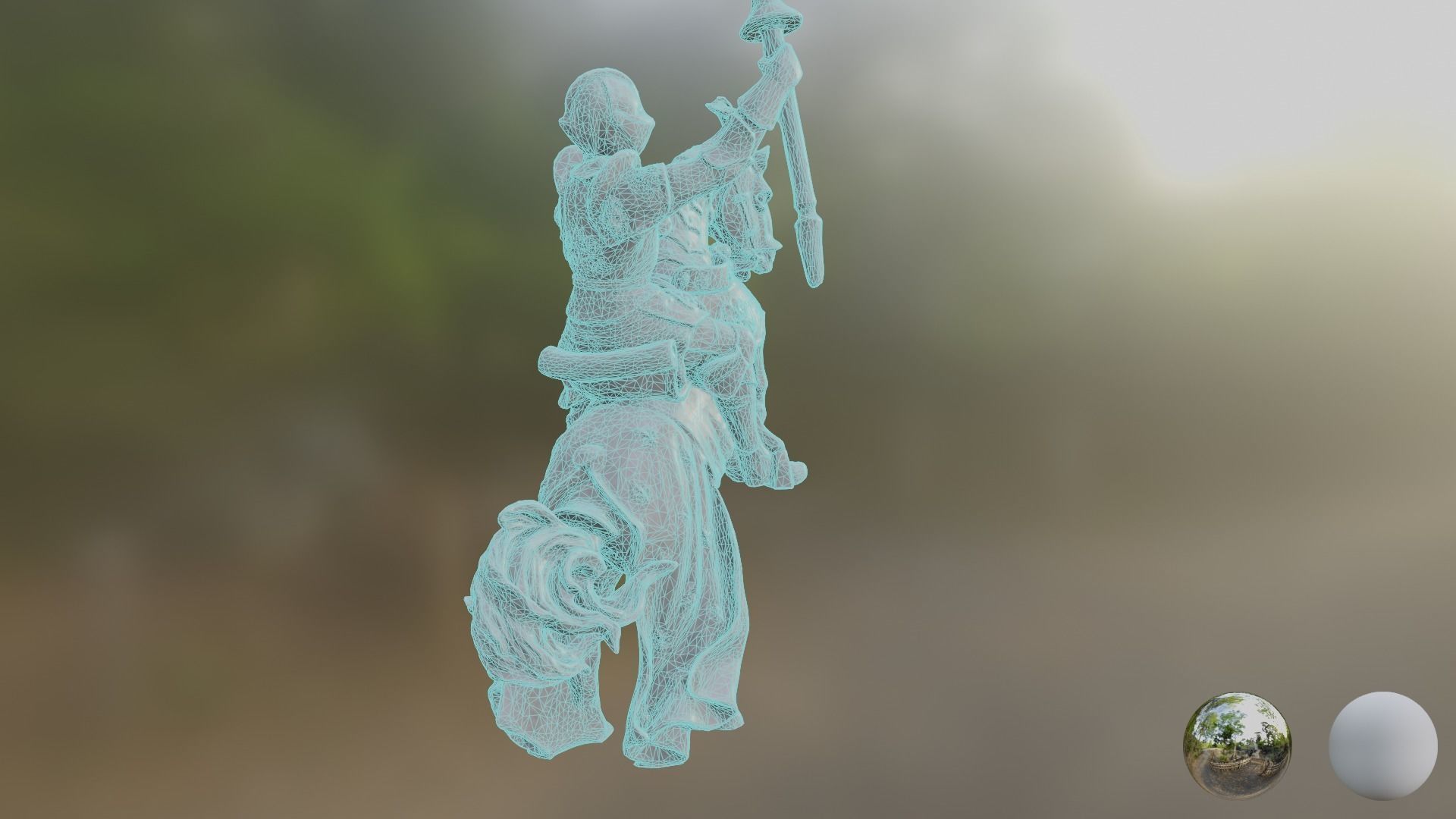 Knight horse statue 3D model_4