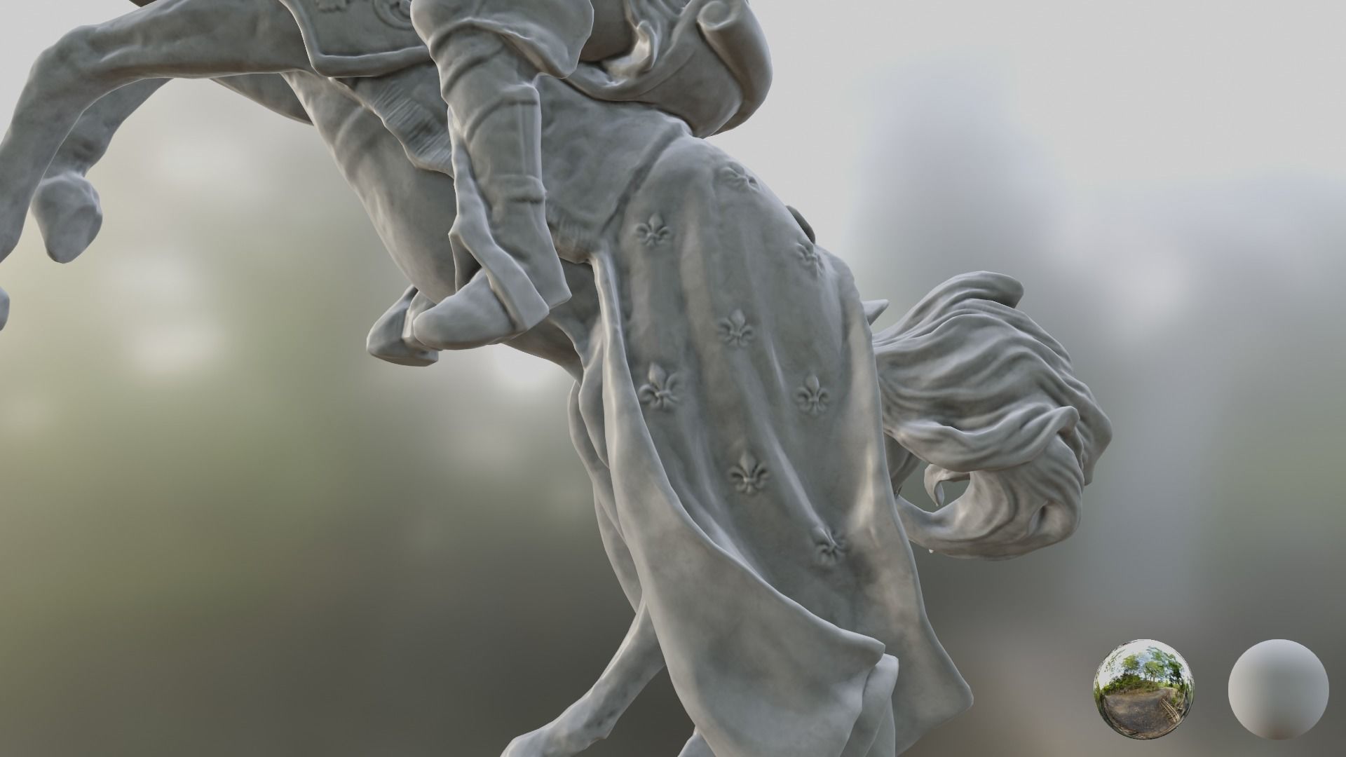 Knight horse statue 3D model_12