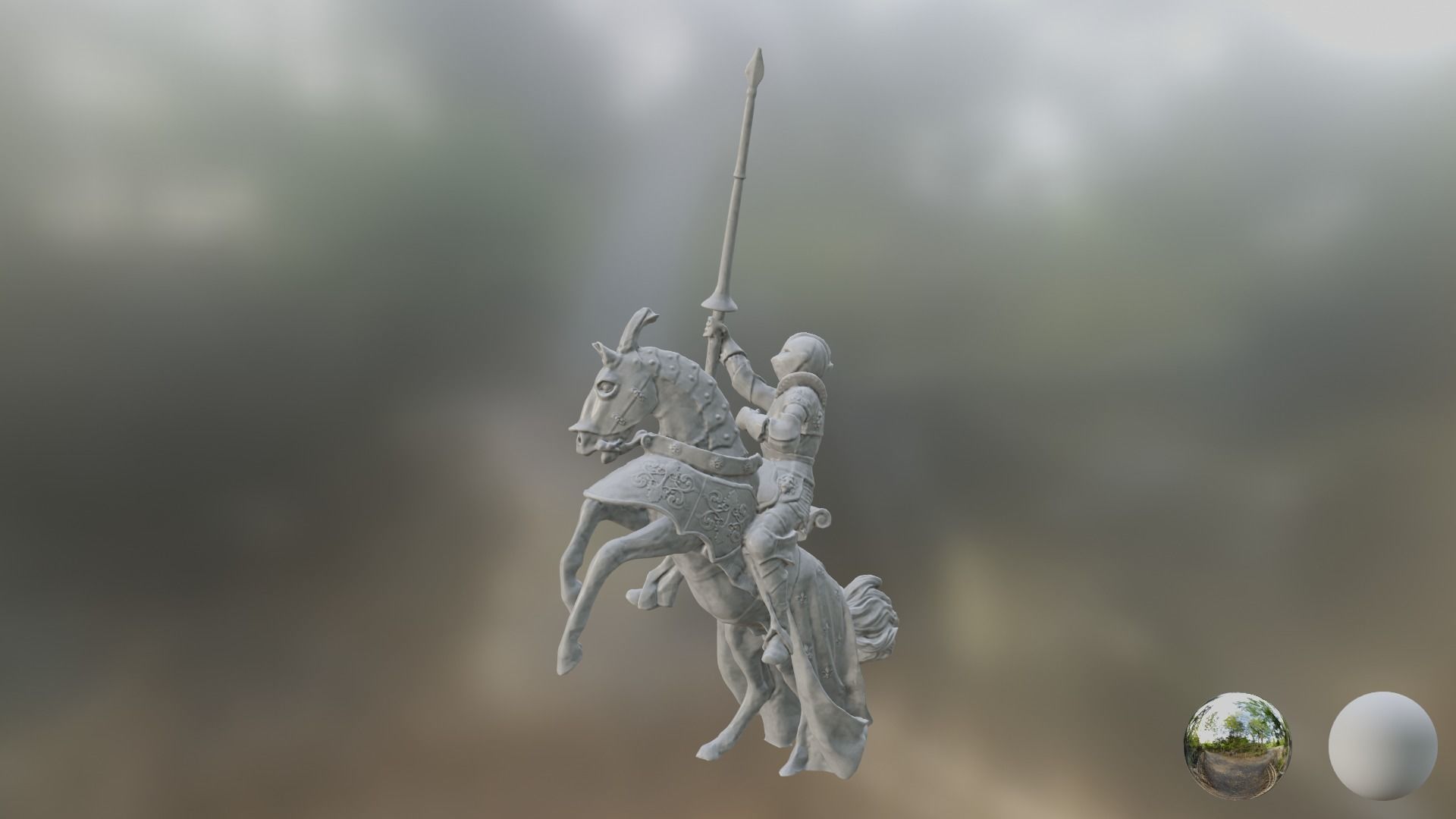 Knight horse statue 3D model_8