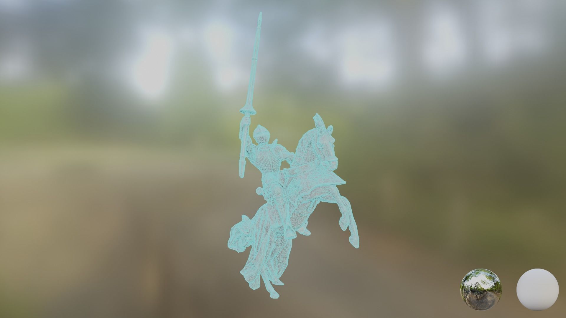 Knight horse statue 3D model_2