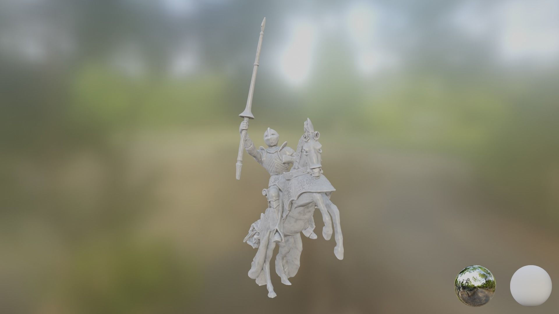 Knight horse statue 3D model_7