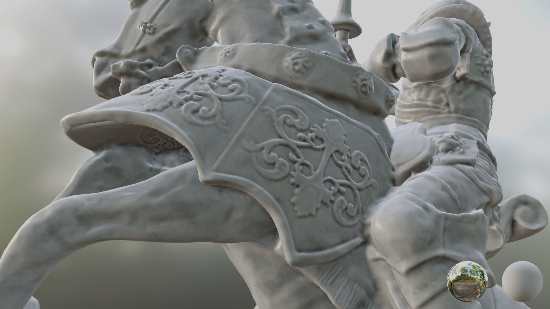 Knight horse statue 3D model_14