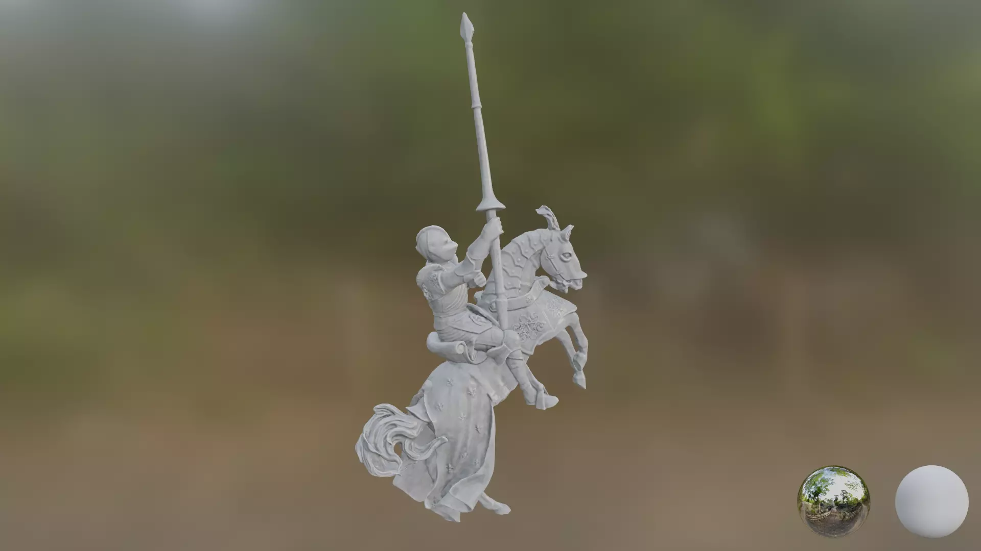 Knight horse statue 3D model_0