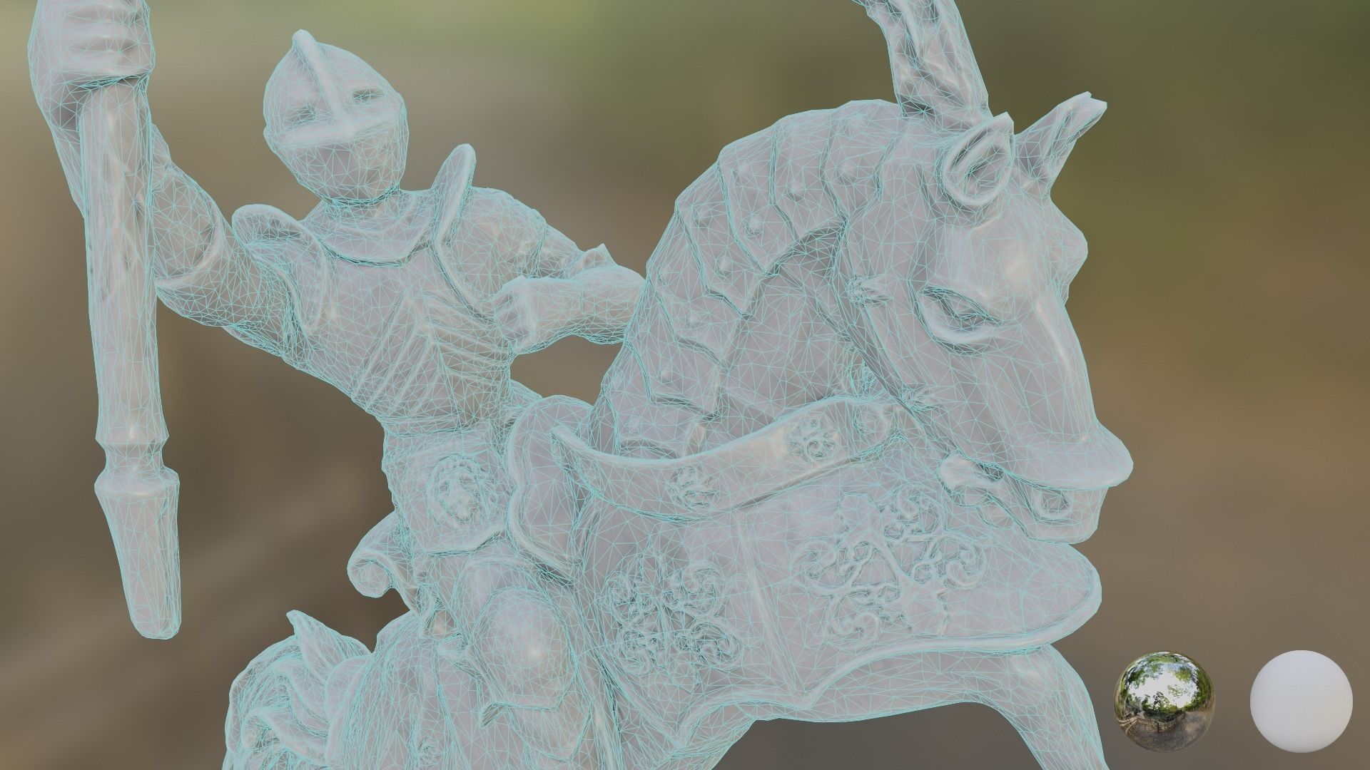 Knight horse statue 3D model_5