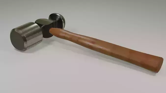 Realistic 3D Hammer with wooden handle