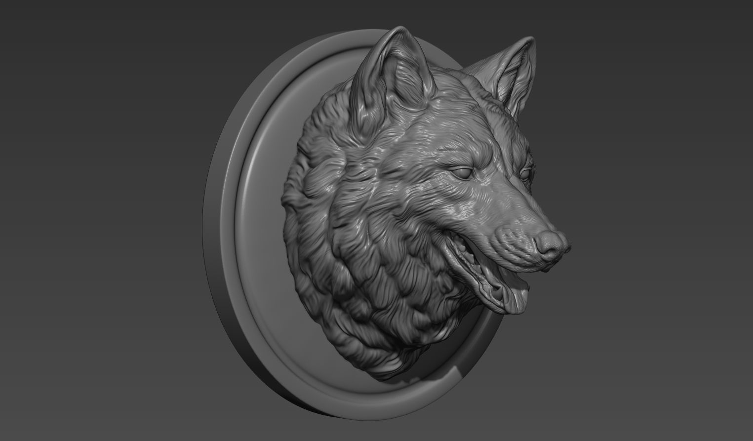 Wolf head with a mouth 3D print model_11