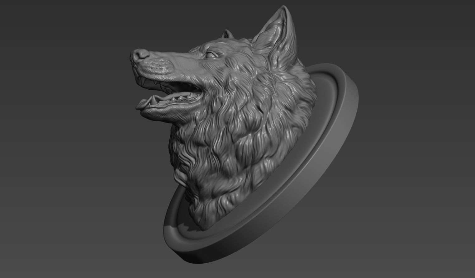 Wolf head with a mouth 3D print model_12