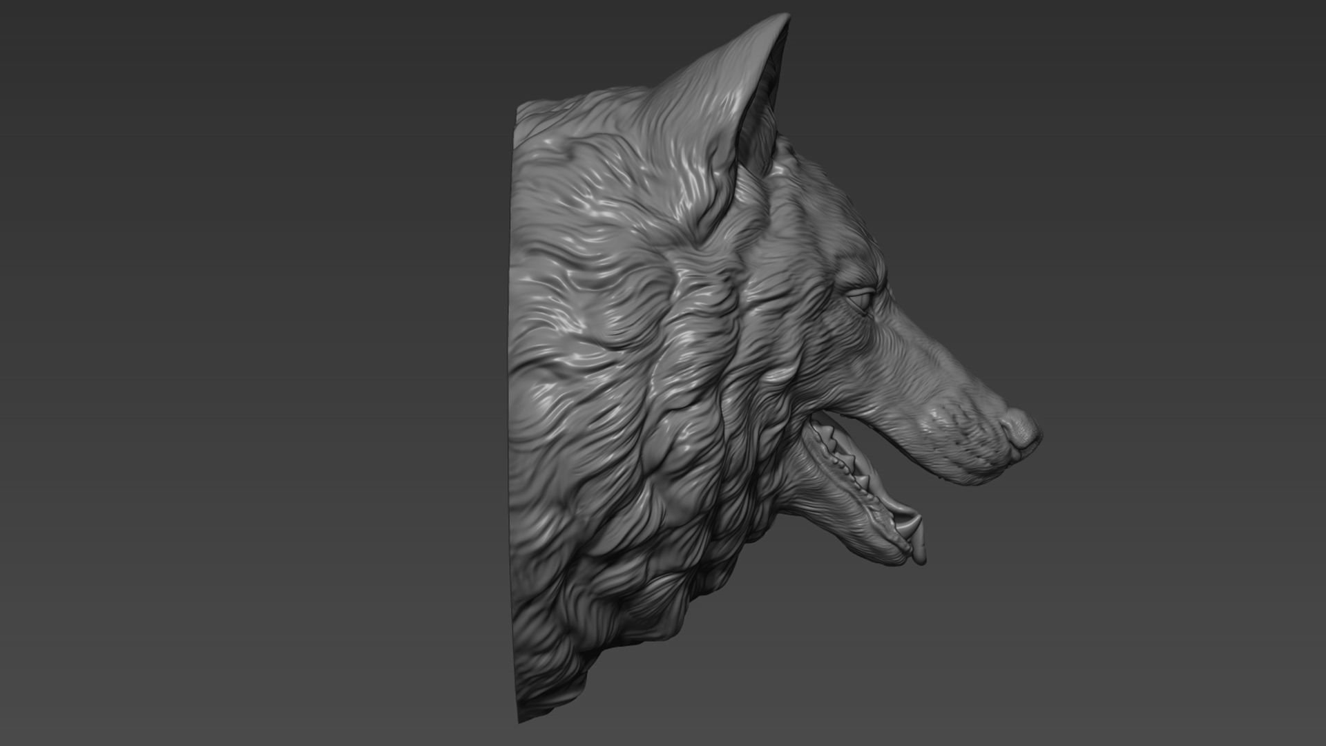 Wolf head with a mouth 3D print model_1