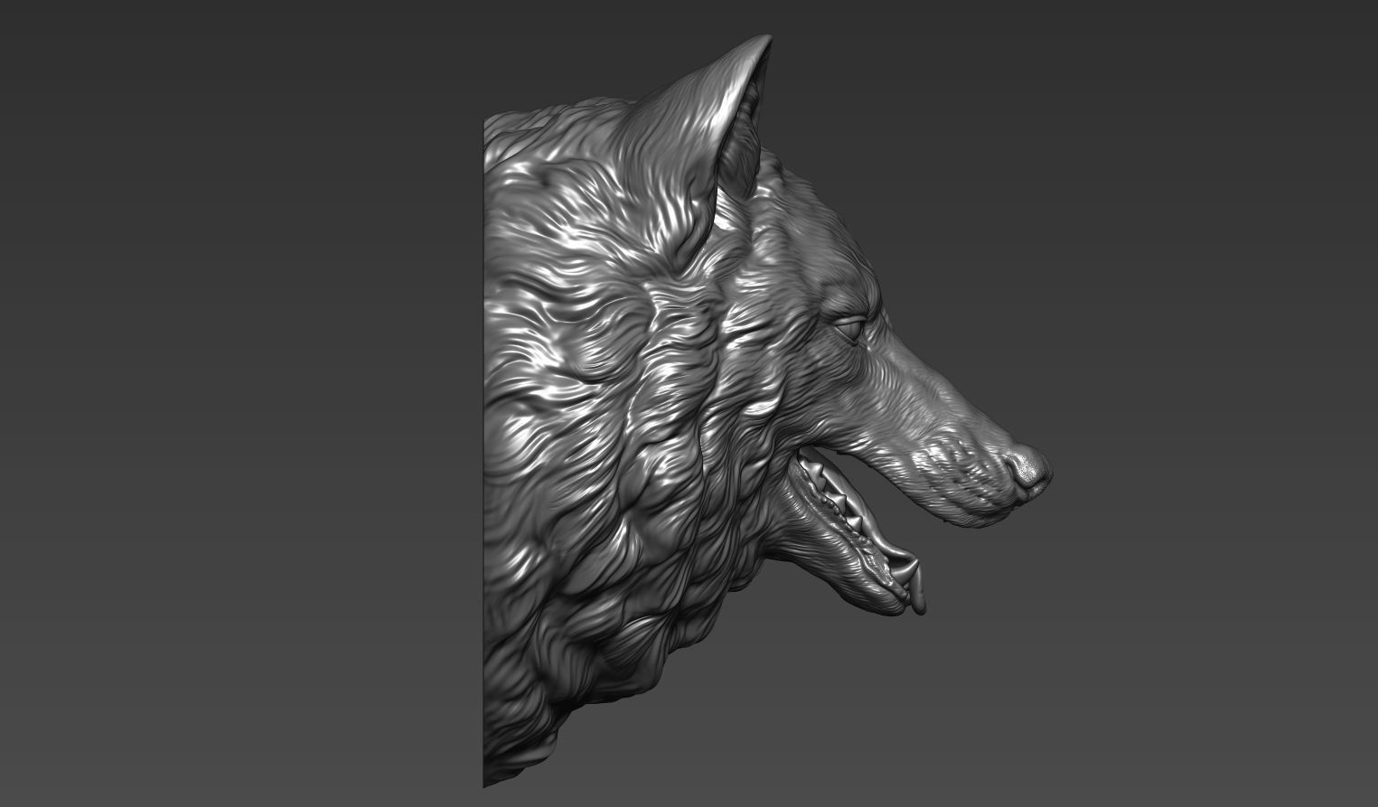 Wolf head with a mouth 3D print model_22