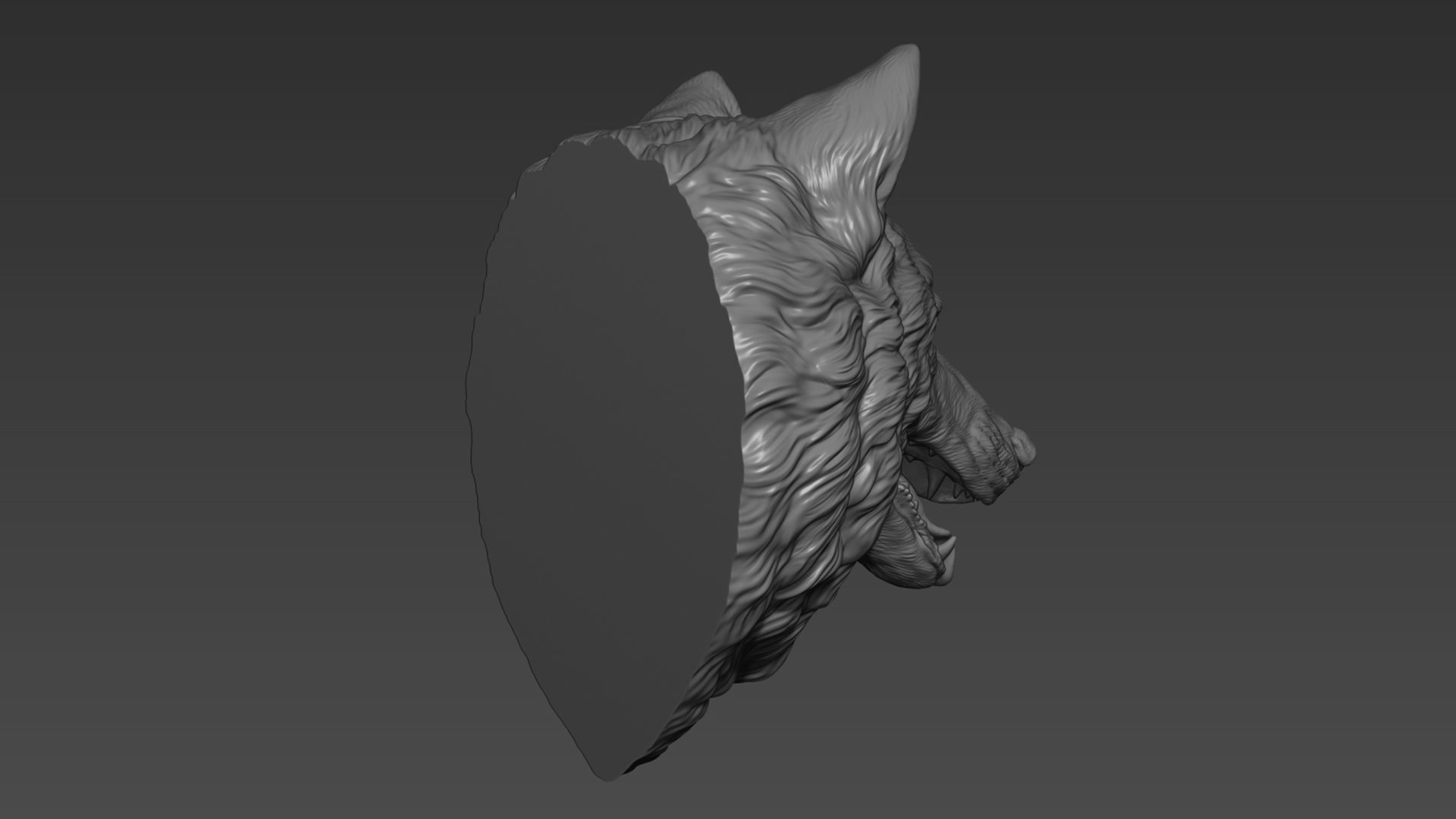 Wolf head with a mouth 3D print model_4