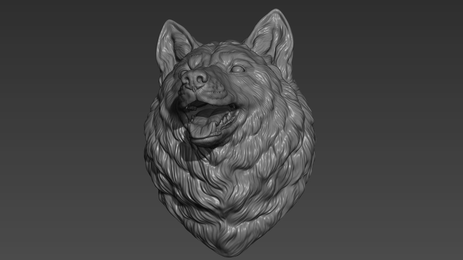 Wolf head with a mouth 3D print model_9