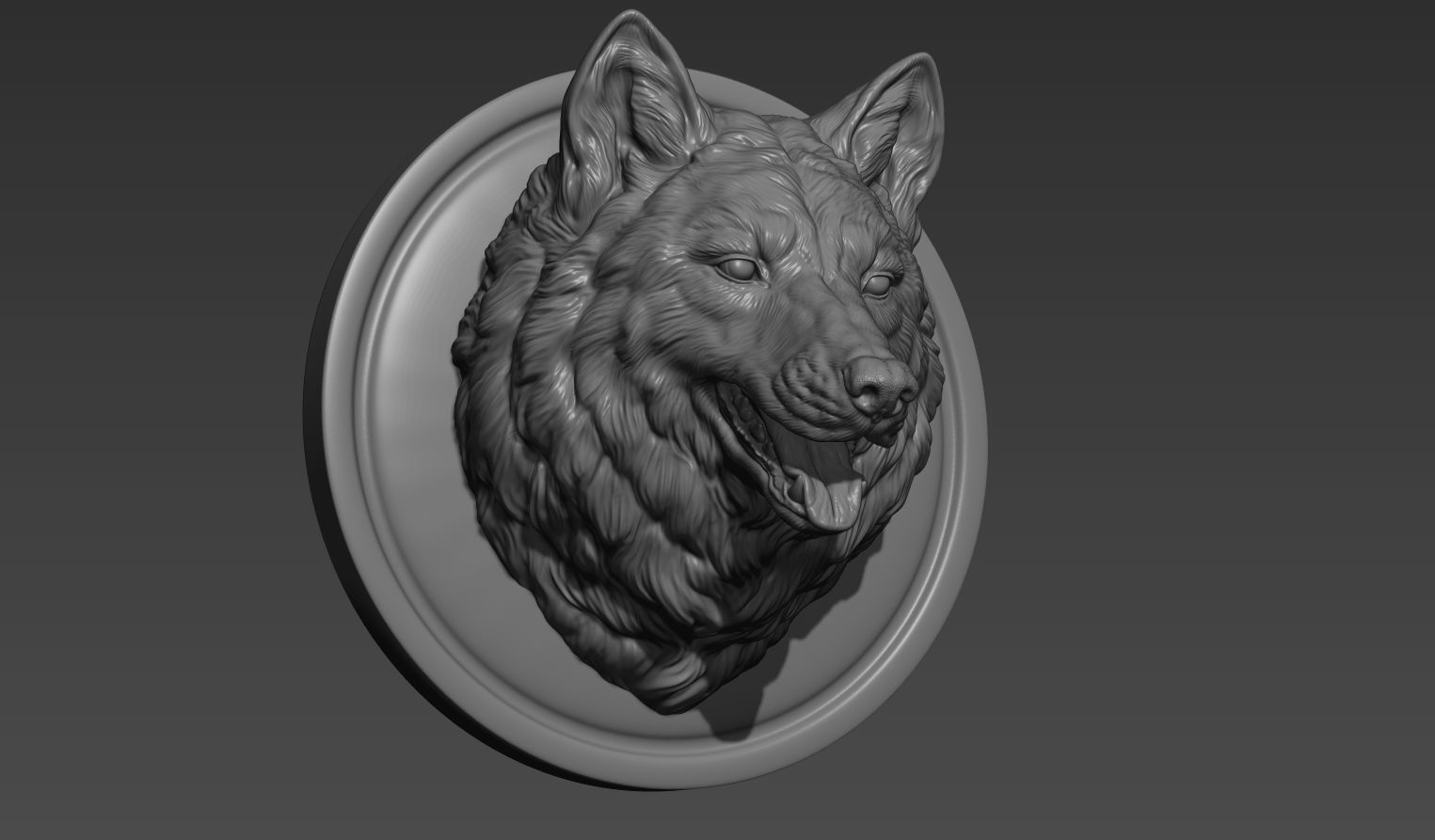 Wolf head with a mouth 3D print model_13