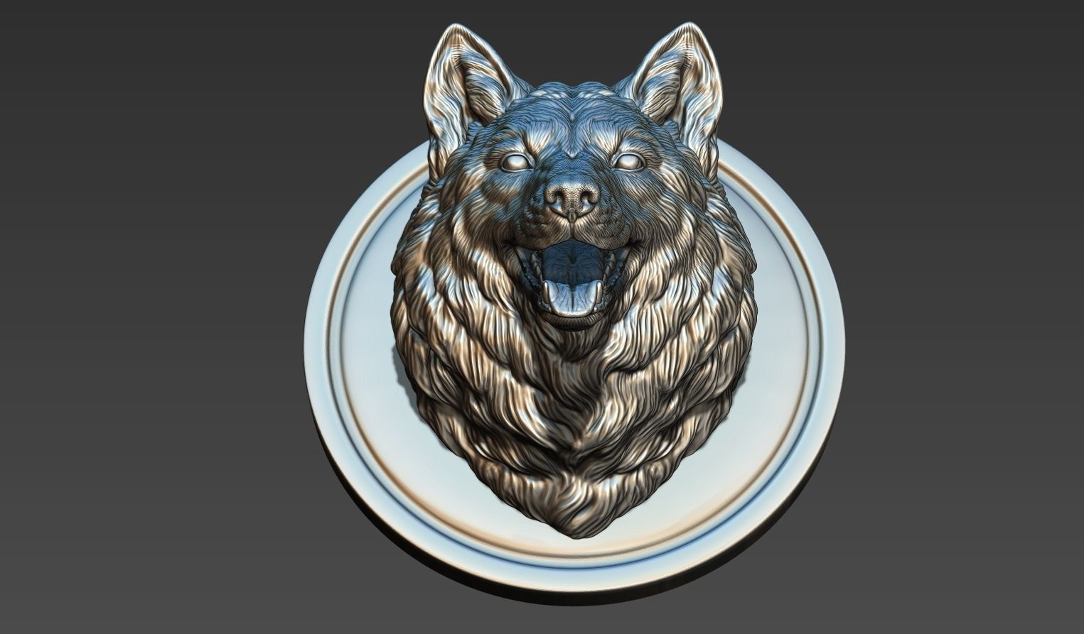 Wolf head with a mouth 3D print model_18